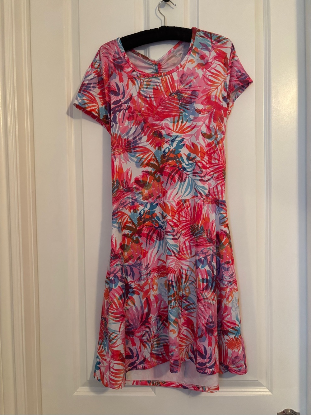 Reel Legends - Floral Tropical Print Short Sleeve Dress - Pink. Size L